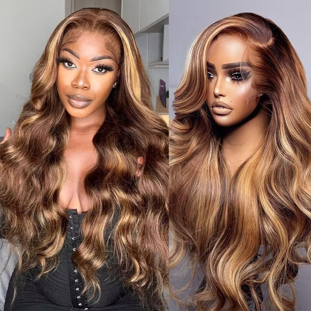 13x6 HD Lace Wig - Brown + Blonde Highlights